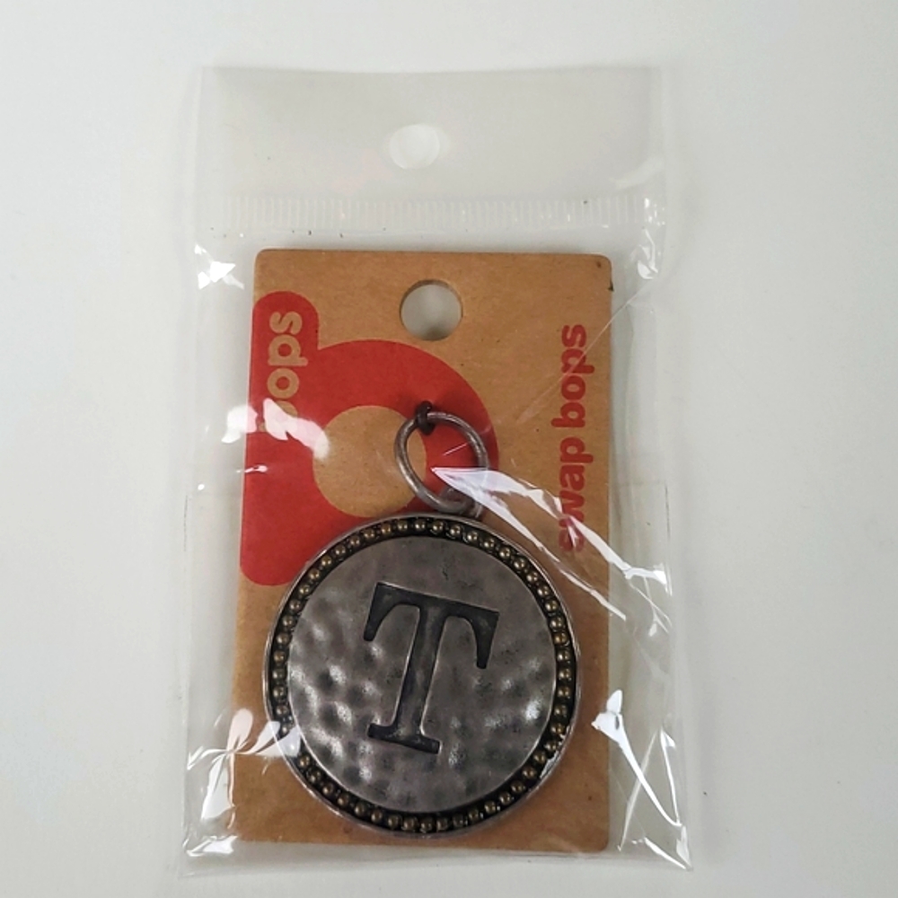 Boutique Swap Bops Adornment Charm Large Circle T Any Necklace or Bracelet